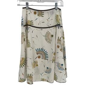 JKLA white floral skirt size M Made in USA vintage white brown